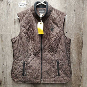 Quilt Vest, Zipper *gc, clean, hair, edges: loose threads & frays, older, puckers, clumpy fleece
