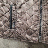 Quilt Vest, Zipper *gc, clean, hair, edges: loose threads & frays, older, puckers, clumpy fleece