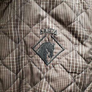 Quilt Vest, Zipper *gc, clean, hair, edges: loose threads & frays, older, puckers, clumpy fleece