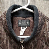 Quilt Vest, Zipper *gc, clean, hair, edges: loose threads & frays, older, puckers, clumpy fleece