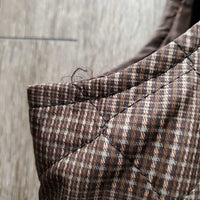 Quilt Vest, Zipper *gc, clean, hair, edges: loose threads & frays, older, puckers, clumpy fleece
