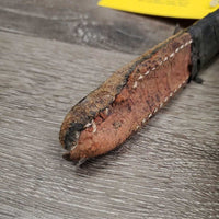 Thick Nylon & Leather Cribbing Collar, 2 taped on sheepskins *gc/fair, clean, rubs, chewed, dry, peeling tape
