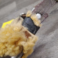 Thick Nylon & Leather Cribbing Collar, 2 taped on sheepskins *gc/fair, clean, rubs, chewed, dry, peeling tape