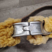 Thick Nylon & Leather Cribbing Collar, 2 taped on sheepskins *gc/fair, clean, rubs, chewed, dry, peeling tape