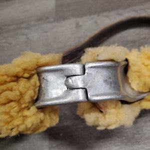 Thick Nylon & Leather Cribbing Collar, 2 taped on sheepskins *gc/fair, clean, rubs, chewed, dry, peeling tape
