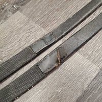 Pr Rubber Lined Reins *gc/fair, clean, edges: rubs, thin & threads, creases, unstitched end

