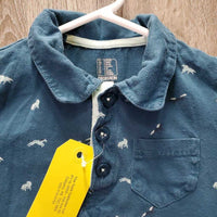 JUNIORS SS Polo Shirt, 1/4 Button Up *gc, faded, mnr hair, crumpled collar
