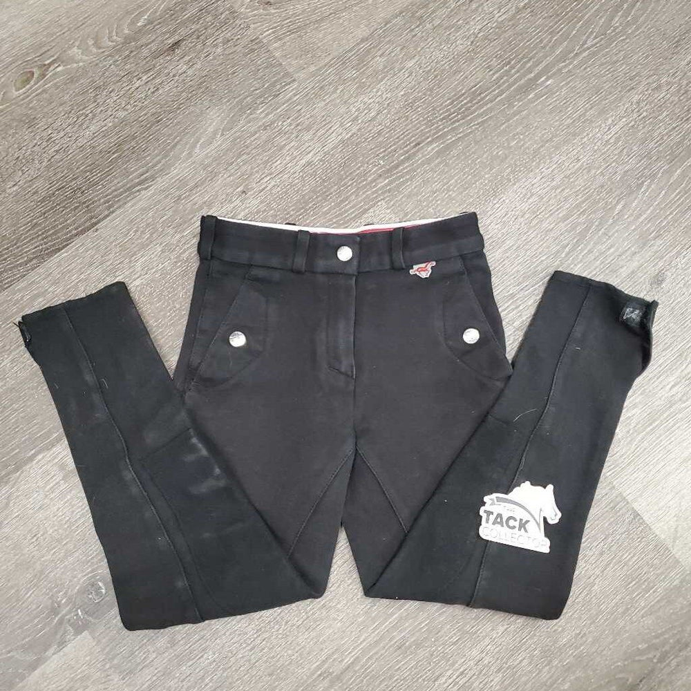 JUNIORS Hvy Cotton Euroseat Breeches, Pull On *gc/fair, faded, mnr hair, knee seam holes, hairy velcro, rubs & pills