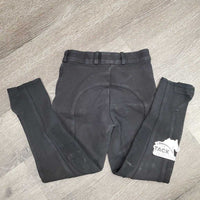 JUNIORS Hvy Cotton Euroseat Breeches, Pull On *gc/fair, faded, mnr hair, knee seam holes, hairy velcro, rubs & pills