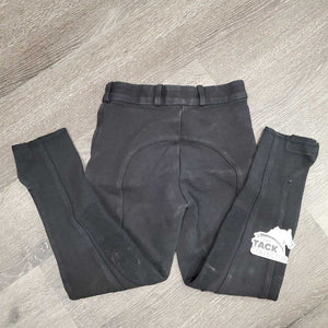JUNIORS Hvy Cotton Euroseat Breeches, Pull On *gc/fair, faded, mnr hair, knee seam holes, hairy velcro, rubs & pills