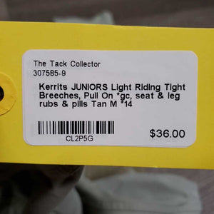 JUNIORS Light Riding Tight Breeches, Pull On *gc, seat & leg rubs & pills