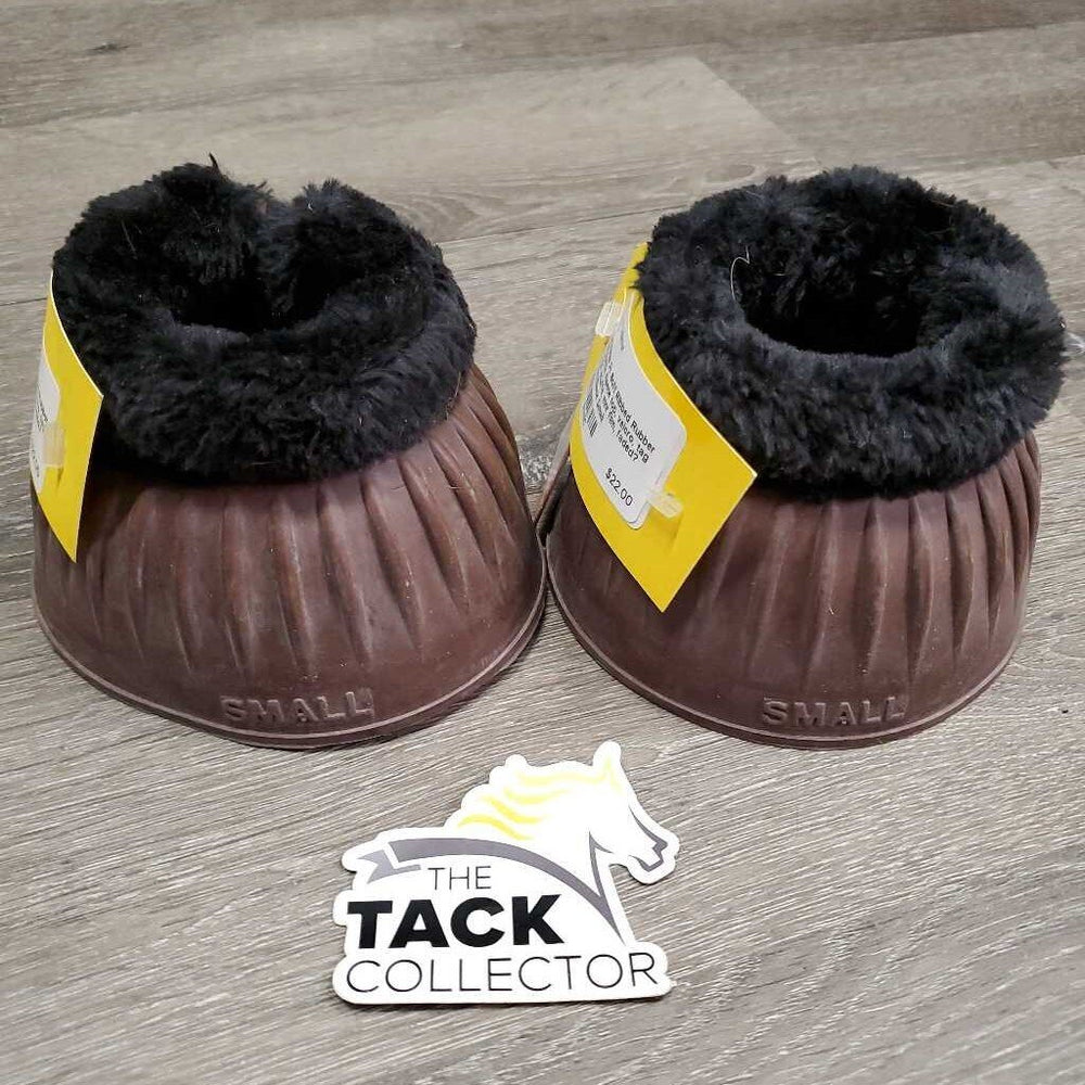 Pr Soft Ribbed Rubber Bell Boots, fleece top, velcro, tag *xc/gc, scuffs, mnr film, faded?