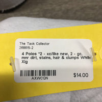 4 Polos *2 - xc/like new, 2 - gc, mnr dirt, stains, hair & clumps
