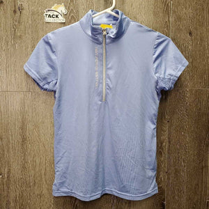 SS Sun Show Shirt, 1/1 Zip Up, mesh pits *vgc/gc, v.mnr stains, pits: pilly?linty, deodorant sparkles