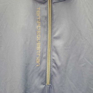 SS Sun Show Shirt, 1/1 Zip Up, mesh pits *vgc/gc, v.mnr stains, pits: pilly?linty, deodorant sparkles
