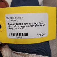 Cotton Stable Sheet, 0 legs *gc, dirt, hair, stains, marker, pills, older
