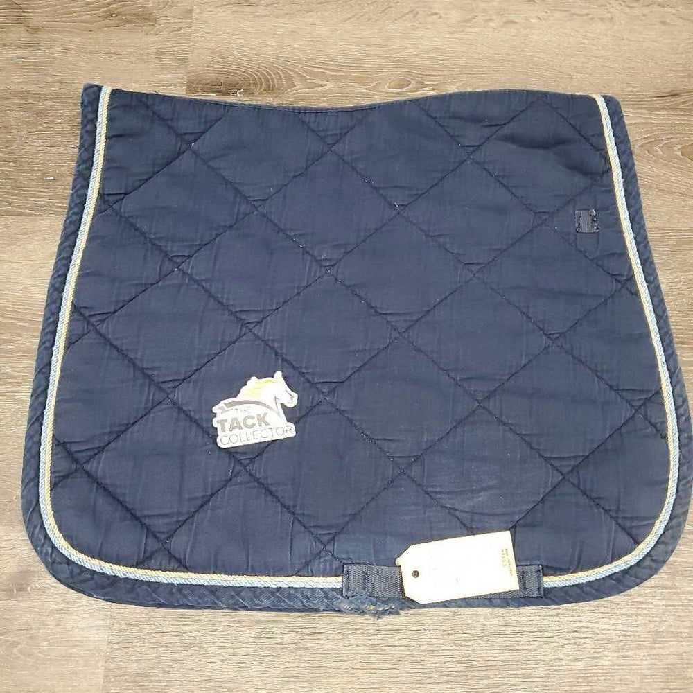Quilt Dressage Pad, emblem, 2x piping *gc/fair, clean, faded, bleach stain, mnr hair, pilly, edge tear