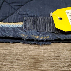 Quilt Dressage Pad, emblem, 2x piping *gc/fair, clean, faded, bleach stain, mnr hair, pilly, edge tear