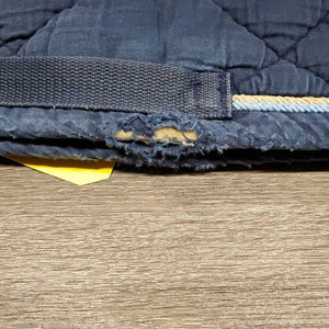 Quilt Dressage Pad, emblem, 2x piping *gc/fair, clean, faded, bleach stain, mnr hair, pilly, edge tear