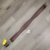Thick Padded Leather Girth, 1x Els *gc/fair, clean, stains, v.torn elastic & leather edges
