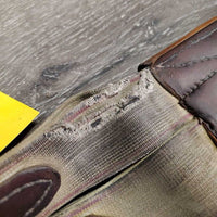 Thick Padded Leather Girth, 1x Els *gc/fair, clean, stains, v.torn elastic & leather edges

