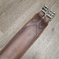 Thick Padded Leather Girth, 1x Els *gc/fair, clean, stains, v.torn elastic & leather edges
