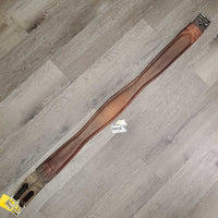 Thick Padded Leather Girth, 1x Els *gc/fair, clean, stains, v.torn elastic & leather edges
