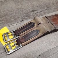Thick Padded Leather Girth, 1x Els *gc/fair, clean, stains, v.torn elastic & leather edges
