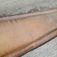 Thick Padded Leather Girth, 1x Els *gc/fair, clean, stains, v.torn elastic & leather edges
