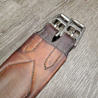 Thick Padded Leather Girth, 1x Els *gc/fair, clean, stains, v.torn elastic & leather edges
