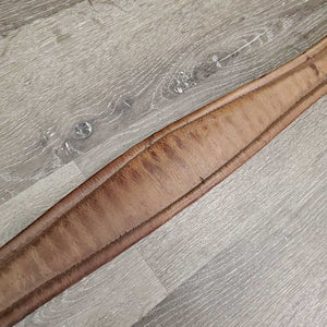 Padded Leather Girth, 1x Elastic *fair, clean, cracks, older, scratches, gouged, hairy seams, torn & frayed elastic, old repair