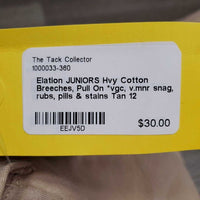 JUNIORS Hvy Cotton Breeches, Pull On *vgc, v.mnr snag, rubs, pills & stains
