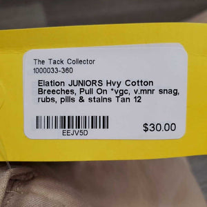 JUNIORS Hvy Cotton Breeches, Pull On *vgc, v.mnr snag, rubs, pills & stains