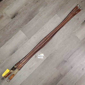Leather Girth, 1x elastic *fair, clean, curled edges, residue, stain elastic: torn, frays, gunky, hole