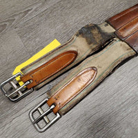 Leather Girth, 1x elastic *fair, clean, curled edges, residue, stain elastic: torn, frays, gunky, hole