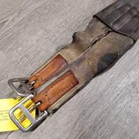 Leather Girth, 1x elastic *fair, clean, curled edges, residue, stain elastic: torn, frays, gunky, hole
