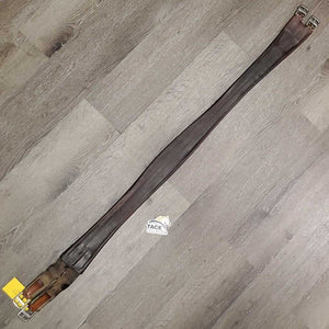 Leather Girth, 1x elastic *fair, clean, curled edges, residue, stain elastic: torn, frays, gunky, hole