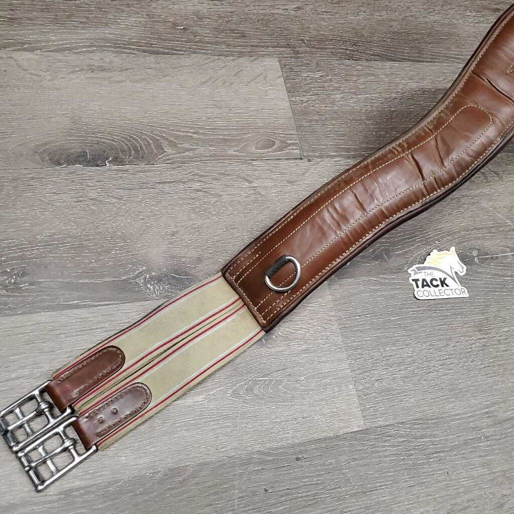 Anatomical Leather Girth, 3x D Rings, 2x Elastics *vgc/gc, clean & dirt residue, creases, popped seam stitches, dry/crackingmnr cracks, dirt