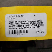 Dressage Girth *fair, rubs, v.creased/folds, curled edges, clean & residue?dirt, gunky buckles, hairy ends

