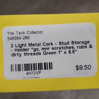 2 Light Metal Cork - Stud Storage - Holder *gc, mnr scratches, rubs & dirty threads
