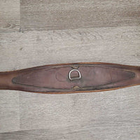 Leather Girth, x2 els *gc/fair, older, stained, hairy seams, elastic: stains, stretched, hard & bent creases
