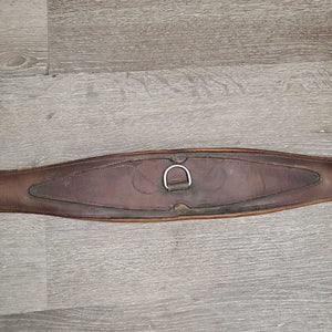 Leather Girth, x2 els *gc/fair, older, stained, hairy seams, elastic: stains, stretched, hard & bent creases