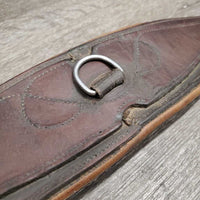 Leather Girth, x2 els *gc/fair, older, stained, hairy seams, elastic: stains, stretched, hard & bent creases
