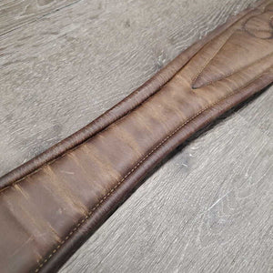 Leather Girth, x2 els *gc/fair, older, stained, hairy seams, elastic: stains, stretched, hard & bent creases