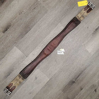 Thick Padded FS Leather Girth, x2 els *gc, clean, hairy seams, stains, dirty, rubs, elastic glue residue