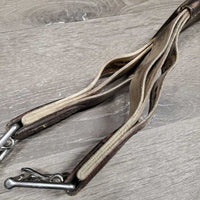 Thick Padded FS Leather Girth, x2 els *gc, clean, hairy seams, stains, dirty, rubs, elastic glue residue
