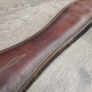 Thick Padded FS Leather Girth, x2 els *gc, clean, hairy seams, stains, dirty, rubs, elastic glue residue