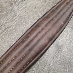 Thick Padded FS Leather Girth, x2 els *gc, clean, hairy seams, stains, dirty, rubs, elastic glue residue