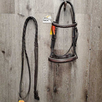 FS Rsd Padded Monocrown Hunter Bridle, Braided Reins, Wide Noseband *vgc, clean, mnr film & scratches
