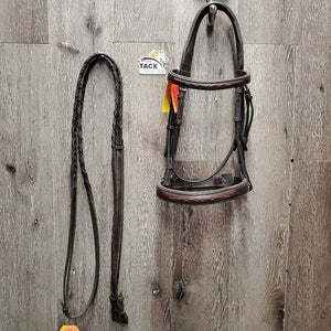 FS Rsd Padded Monocrown Hunter Bridle, Braided Reins, Wide Noseband *vgc, clean, mnr film & scratches
